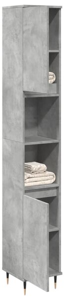 Betonszürke szerelt fa fürdőszobaszekrény 30 x 30 x 190 cm