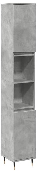 Betonszürke szerelt fa fürdőszobaszekrény 30 x 30 x 190 cm