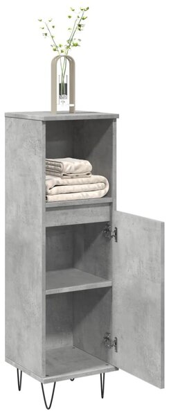 Betonszürke szerelt fa fürdőszobaszekrény 30 x 30 x 100 cm