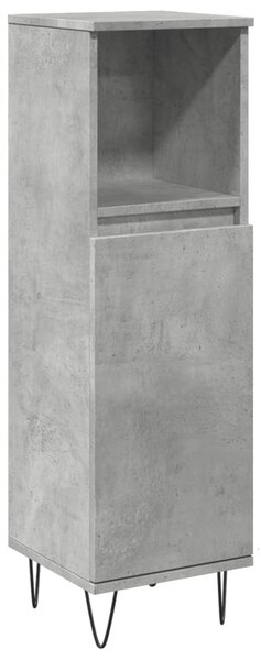 Betonszürke szerelt fa fürdőszobaszekrény 30 x 30 x 100 cm
