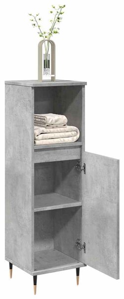 Betonszürke szerelt fa fürdőszobaszekrény 30 x 30 x 100 cm