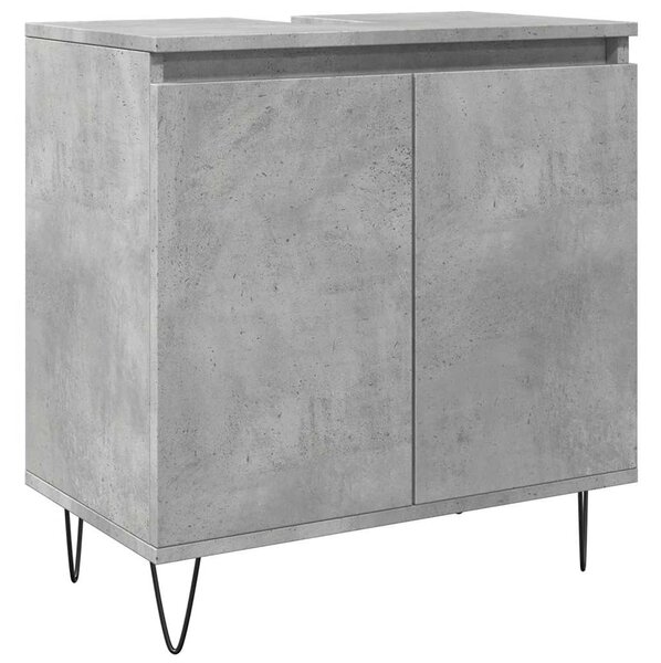 Betonszürke szerelt fa fürdőszobaszekrény 58x33x60 cm