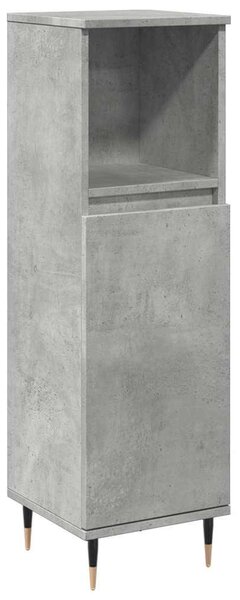 Betonszürke szerelt fa fürdőszobaszekrény 30 x 30 x 100 cm