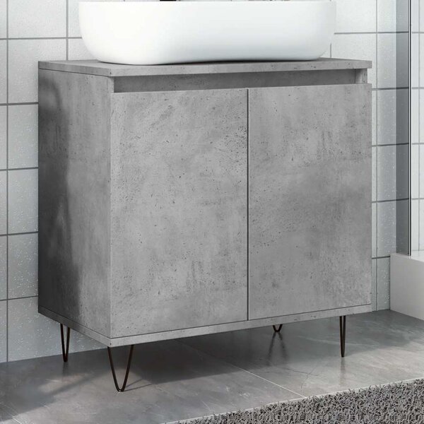 Betonszürke szerelt fa fürdőszobaszekrény 58x33x60 cm