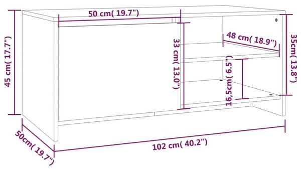 Modern Dohányzóasztal - Fehér - 102x50x45 cm