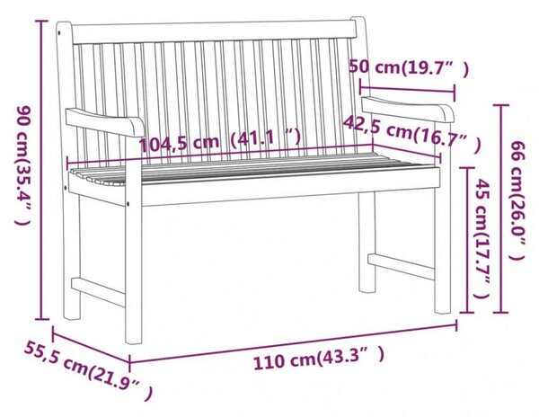 VidaXL Akácfa Kerti Pad - 110 cm