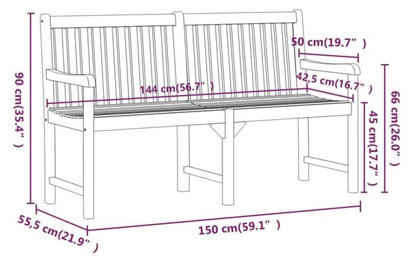 VidaXL Akácfa Kerti Pad - 150 cm