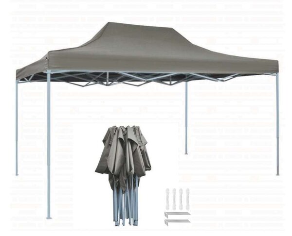 BipiLine Összecsukható Kerti Pavilon - 3x4,25m - Szürke