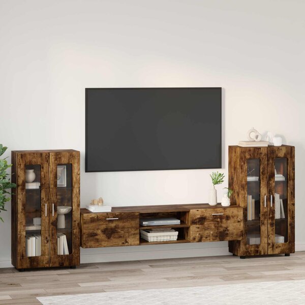 TV szekrény garnitúra FLORIN 3 pcs Füstölt tölgy Faanyag