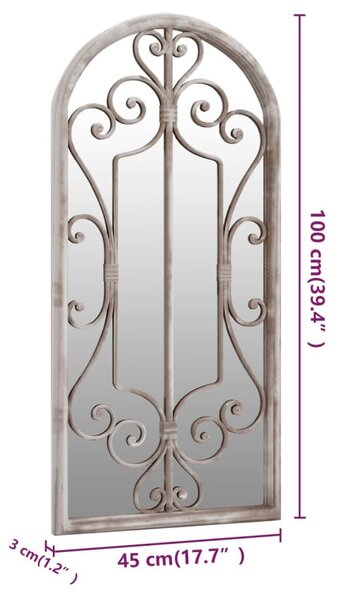VidaXL Rusztikus Fali Tükör - Vas - 100x45 cm