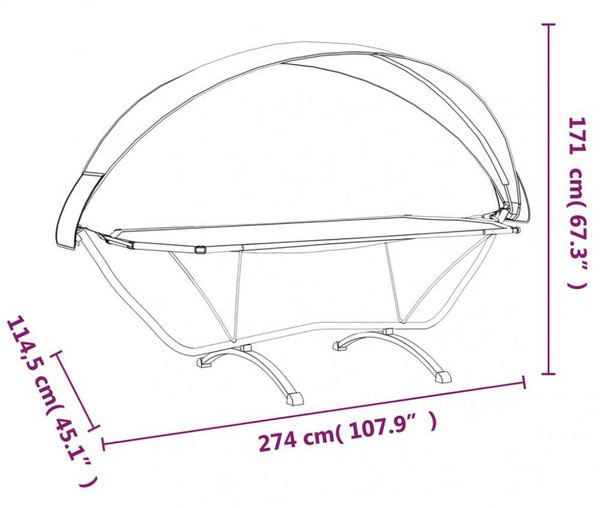 VidaXL Függőágy Tetővel - Oxford Szövet - 274cm