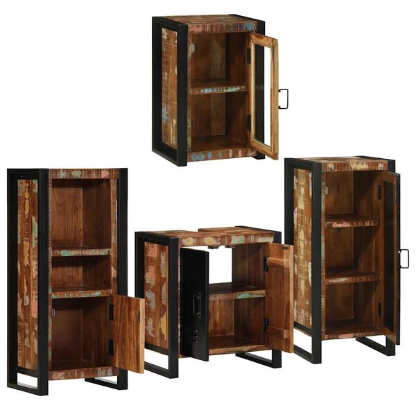 Fürdőszoba bútor szett 4 pcs Szilárd újrahasznosított fa