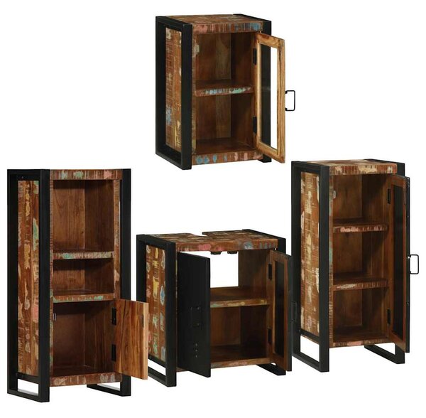 Fürdőszoba bútor szett 4 pcs Szilárd újrahasznosított fa