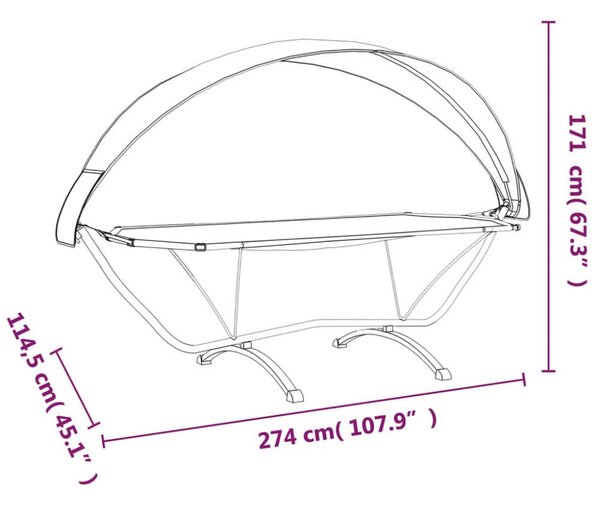 VidaXL Függőágy Tetővel - Szürke - 274cm