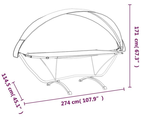 VidaXL Függőágy Tetővel - Szürke - 274cm