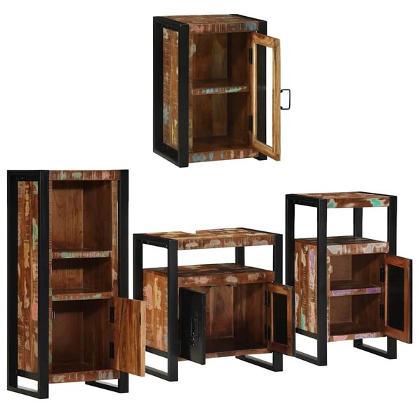 Fürdőszoba bútor szett 4 pcs Szilárd újrahasznosított fa