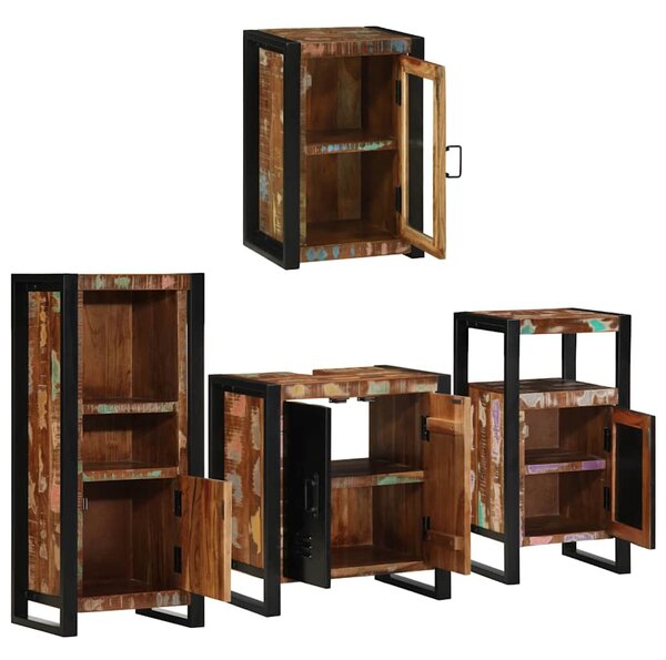 Fürdőszoba bútor szett 4 pcs Szilárd újrahasznosított fa