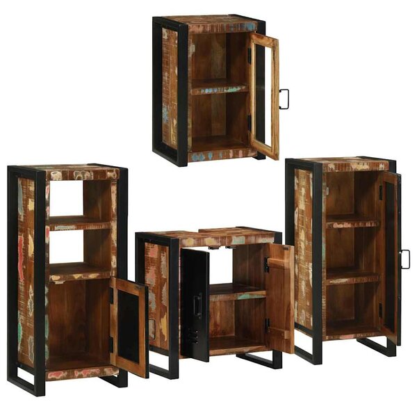 Fürdőszoba bútor szett 4 pcs Szilárd újrahasznosított fa