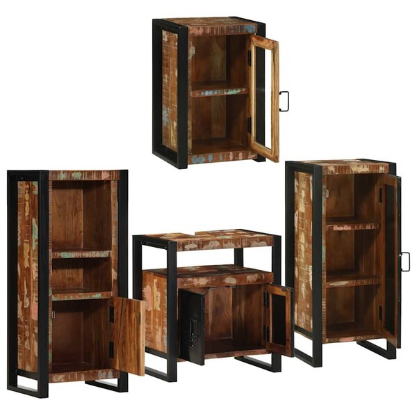Fürdőszoba bútor szett 4 pcs Szilárd újrahasznosított fa