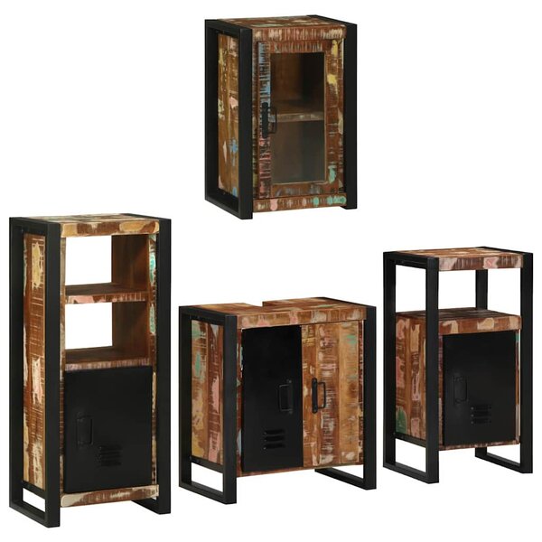 Fürdőszoba bútor szett 4 pcs Szilárd újrahasznosított fa