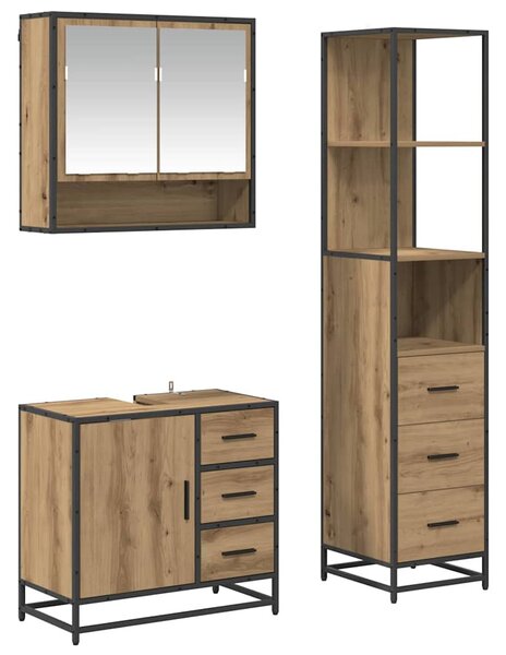Fürdőszoba bútor szett fiókkal 3 pcs Artisan tölgy Faanyag