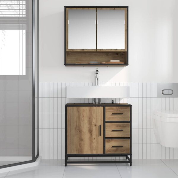 Fürdőszoba bútor szett fiókkal 2 pcs Artisan tölgy Faanyag