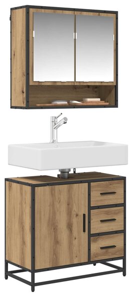 Fürdőszoba bútor szett fiókkal 2 pcs Artisan tölgy Faanyag