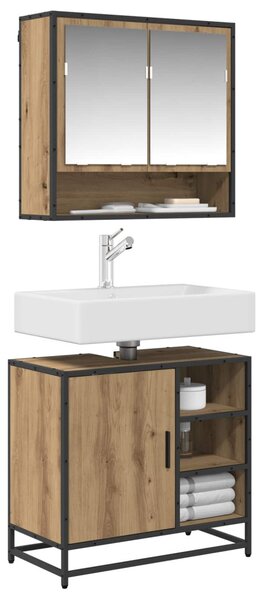 Fürdőszoba bútor szett fiókkal 2 pcs Artisan tölgy Faanyag