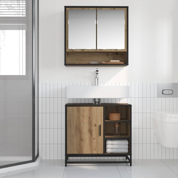 Fürdőszoba bútor szett fiókkal 2 pcs Artisan tölgy Faanyag
