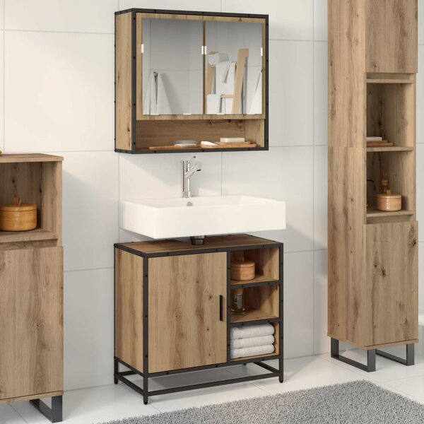 Fürdőszoba bútor szett fiókkal 2 pcs Artisan tölgy Faanyag