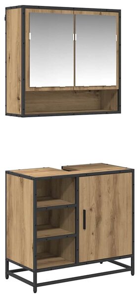 Fürdőszoba bútor szett fiókkal 2 pcs Artisan tölgy Faanyag
