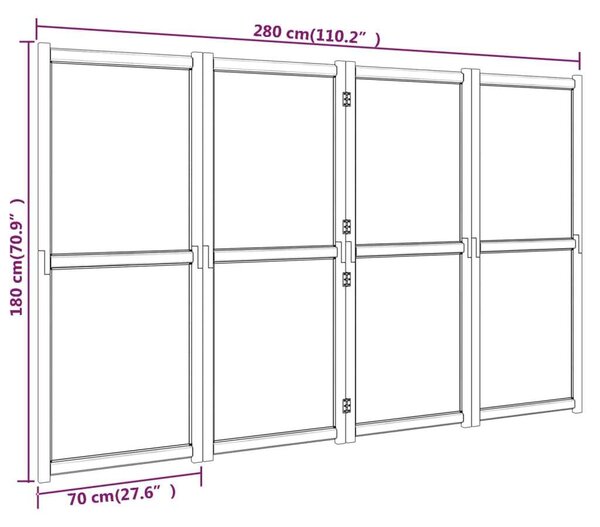 VidaXL 4 Paneles Paraván - 280x180 cm - Fekete