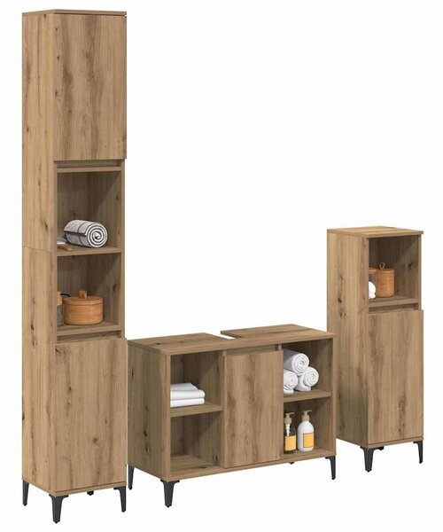 Fürdőszoba bútor szett polcokkal 3 pcs Artisan tölgy Faanyag