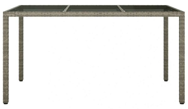 VidaXL Polyrattan Kerti Asztal - Edzett Üveg - 150x90 cm