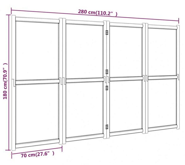 VidaXL Fa Térelválasztó - 4 Panel - 280x180 cm