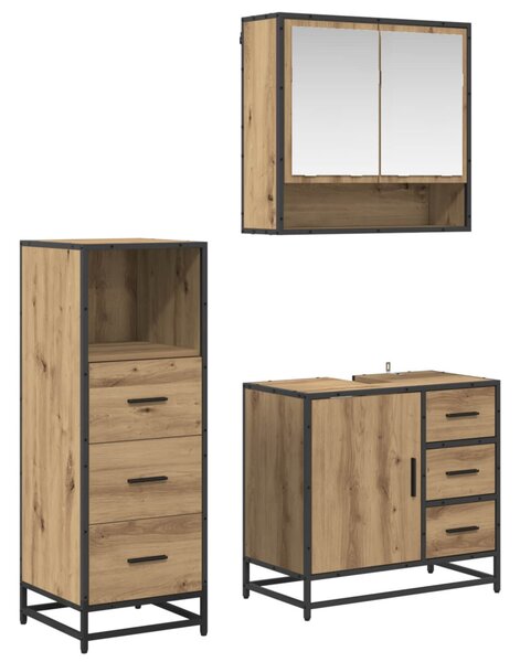 Fürdőszoba bútor szett fiókkal 3 pcs Artisan tölgy Faanyag