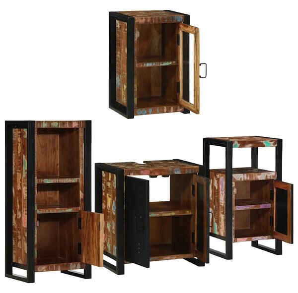 Fürdőszoba bútor szett 4 pcs Szilárd újrahasznosított fa
