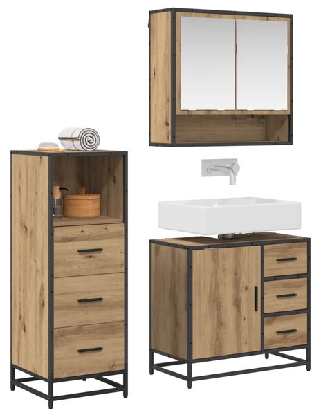 Fürdőszoba bútor szett fiókkal 3 pcs Artisan tölgy Faanyag