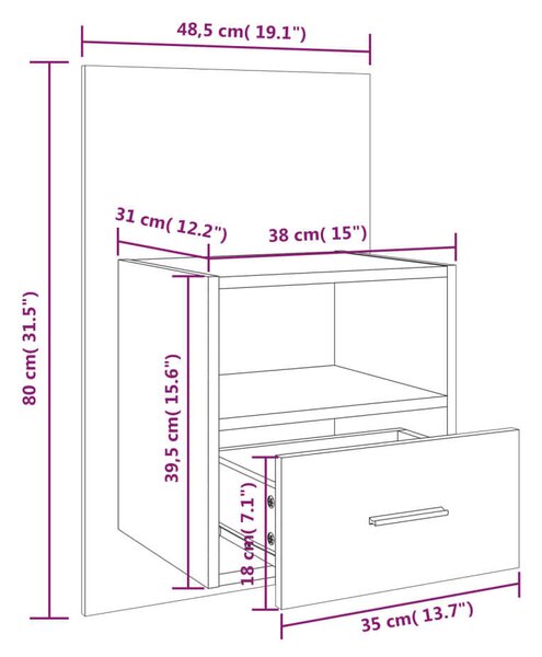 VidaXL Falra Szerelhető Éjjeliszekrény Szett - 2 db - Betonszürke