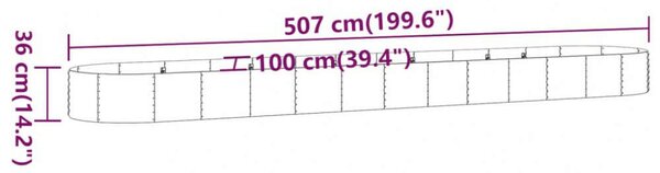 VidaXL Ovális Kerti Magaságyás - Barna - 507x100x36 cm