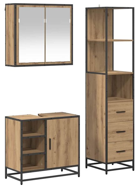 Fürdőszoba bútor szett fiókkal 3 pcs Artisan tölgy Faanyag