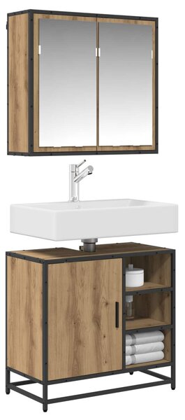 Fürdőszoba bútor szett polcokkal 2 pcs Artisan tölgy Faanyag