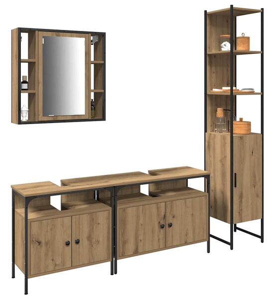 Fürdőszoba bútor szett polcokkal 4 pcs Artisan tölgy Faanyag