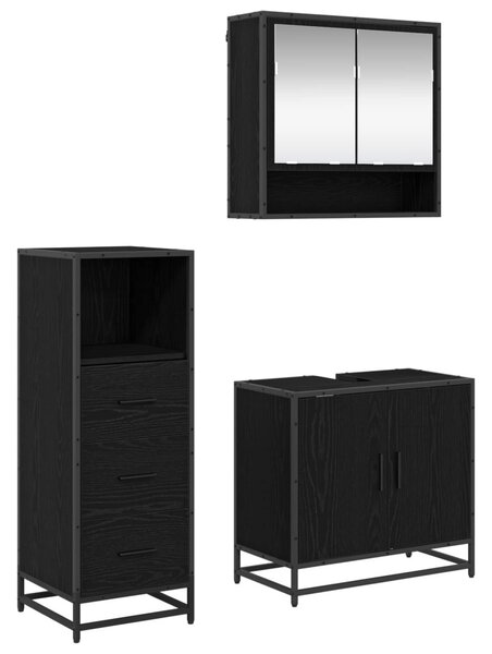 Fürdőszoba bútor szett fiókkal 3 pcs Fekete tölgy Faanyag