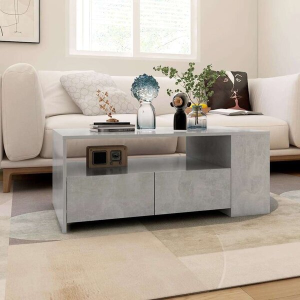 VidaXL Dohányzóasztal - Betonszürke - 102x55x42 cm