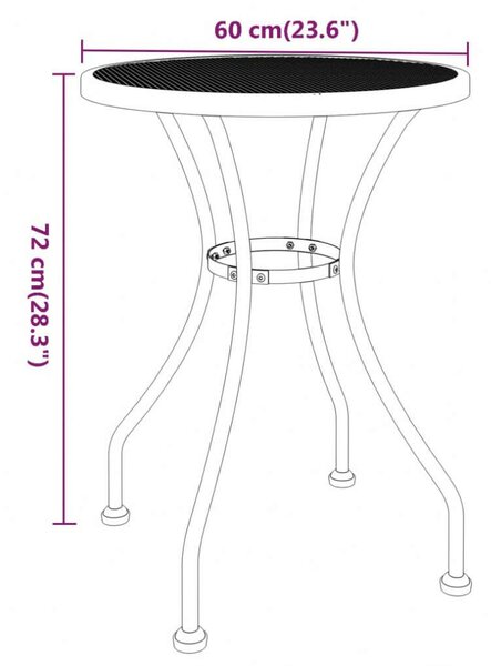 VidaXL Fém Kerti Asztal - Hálós - Ø60cm