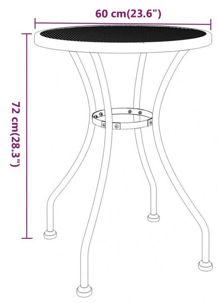 VidaXL Fém Kerti Asztal - Hálós - Ø60cm