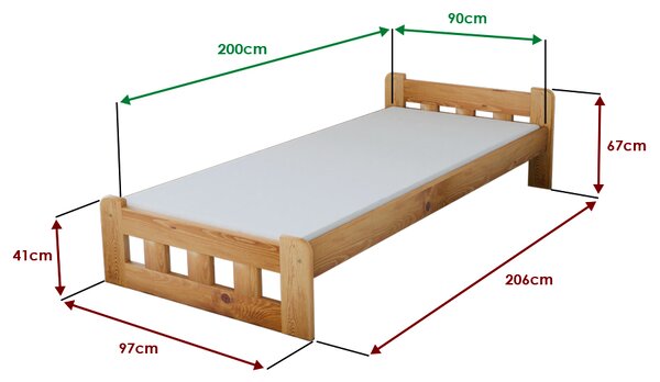 Naomi magasított ágy 90x200 cm, égerfa Ágyrács: Ágyrács nélkül, Matrac: Matrac nélkül