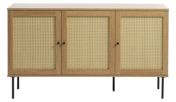 Natúr színű alacsony komód tölgyfa dekorral 140x80 cm Pensacola – Unique Furniture