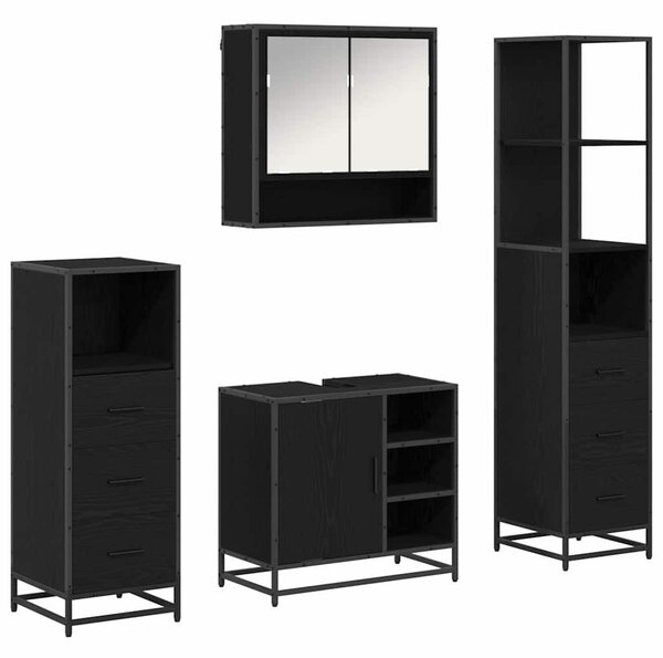 Fürdőszoba bútor szett fiókkal 4 pcs Fekete tölgy Faanyag
